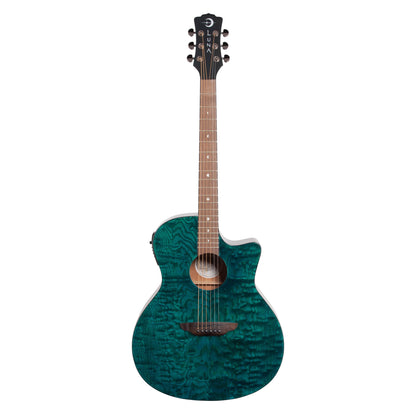 Luna Gypsy Quilt Top Acoustic-Electric Guitar, Teal