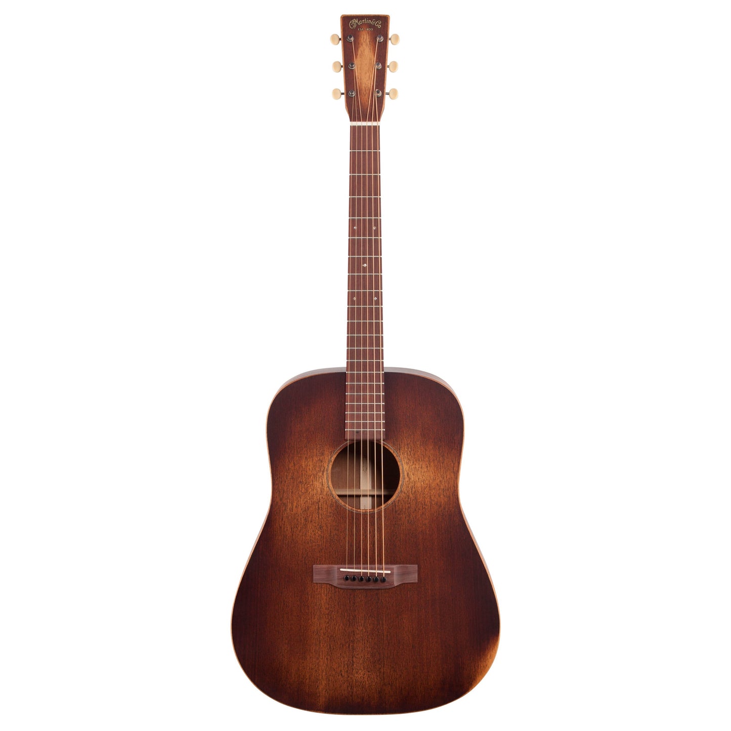 Martin D-15M StreetMaster Acoustic Guitar, Left Handed (with Gig Bag), Mahogany Burst