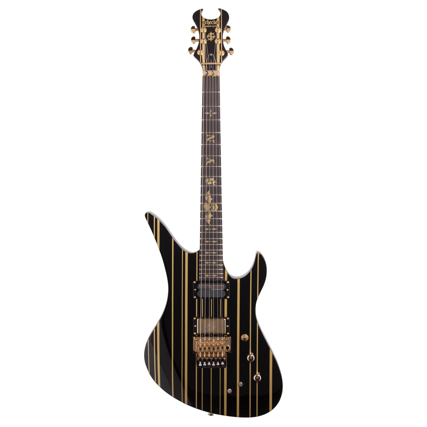 Schecter Synyster Custom S Electric Guitar, Black Gold Stripes