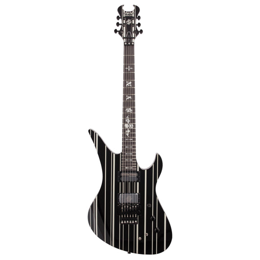 Schecter Synyster Custom S Electric Guitar, Black with Silver Stripes, 1741