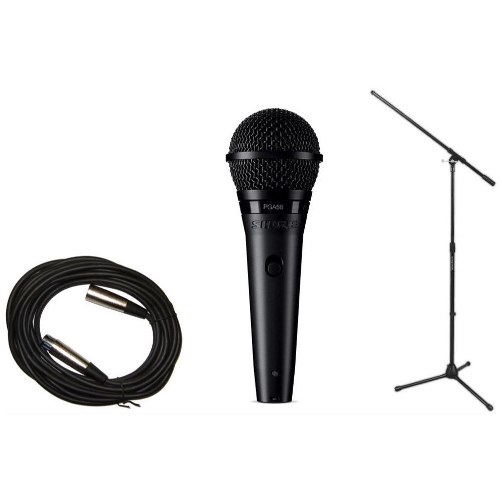 Shure PGA58 Dynamic Vocal Microphone, with XLR Cable and Microphone Stand