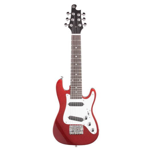 Vorson S-Style Guitarlele Travel Electric Guitar (with Gig Bag), Metallic Red