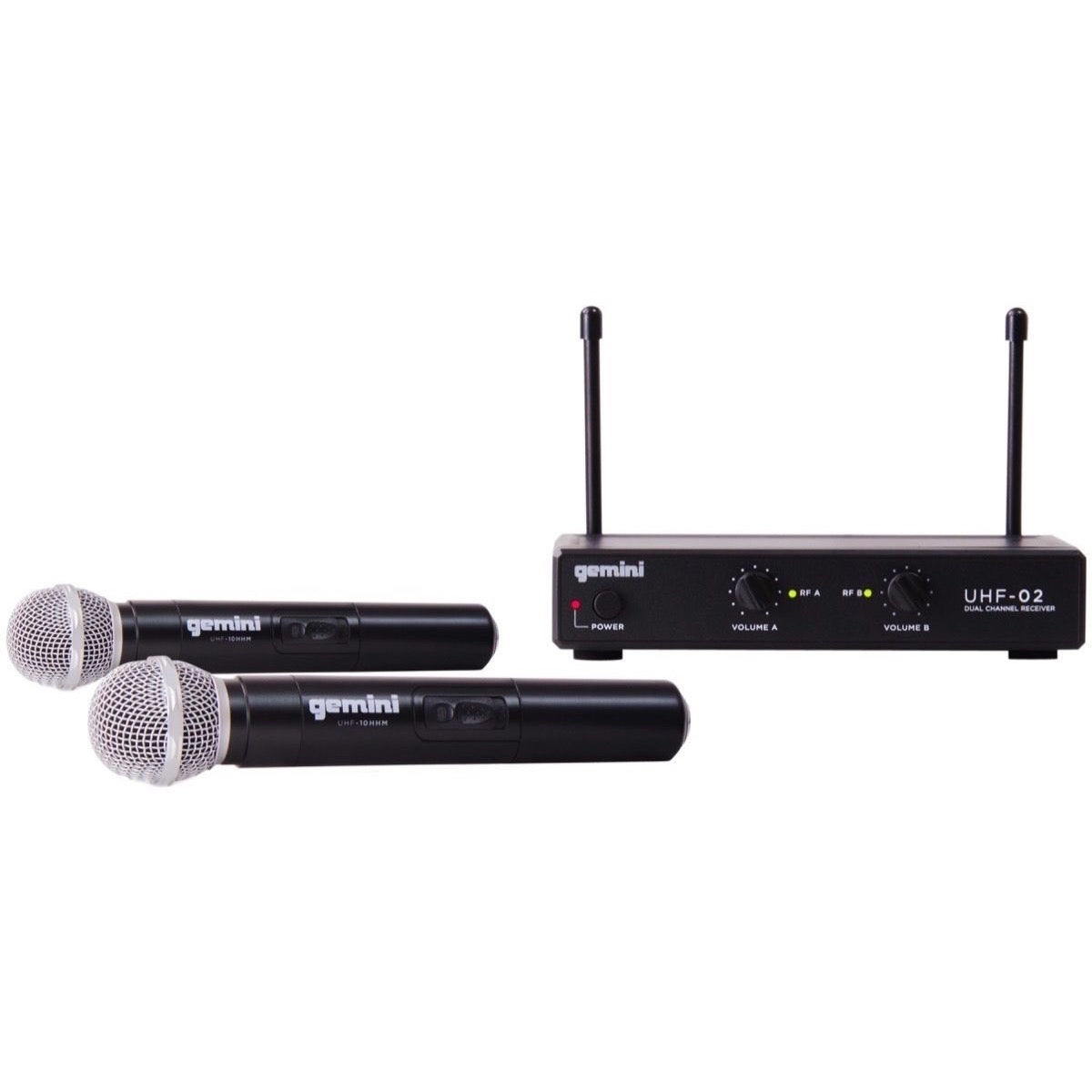Gemini UHF-02M Dual Handheld Microphone Wireless System, Band S12