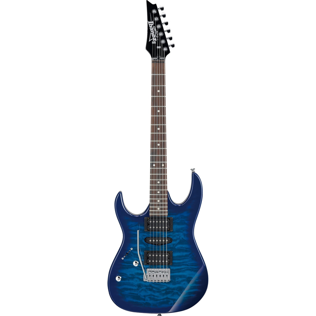 Ibanez GRX70QA Quilt Top Left-Handed Electric Guitar, Transparent Blue Burst
