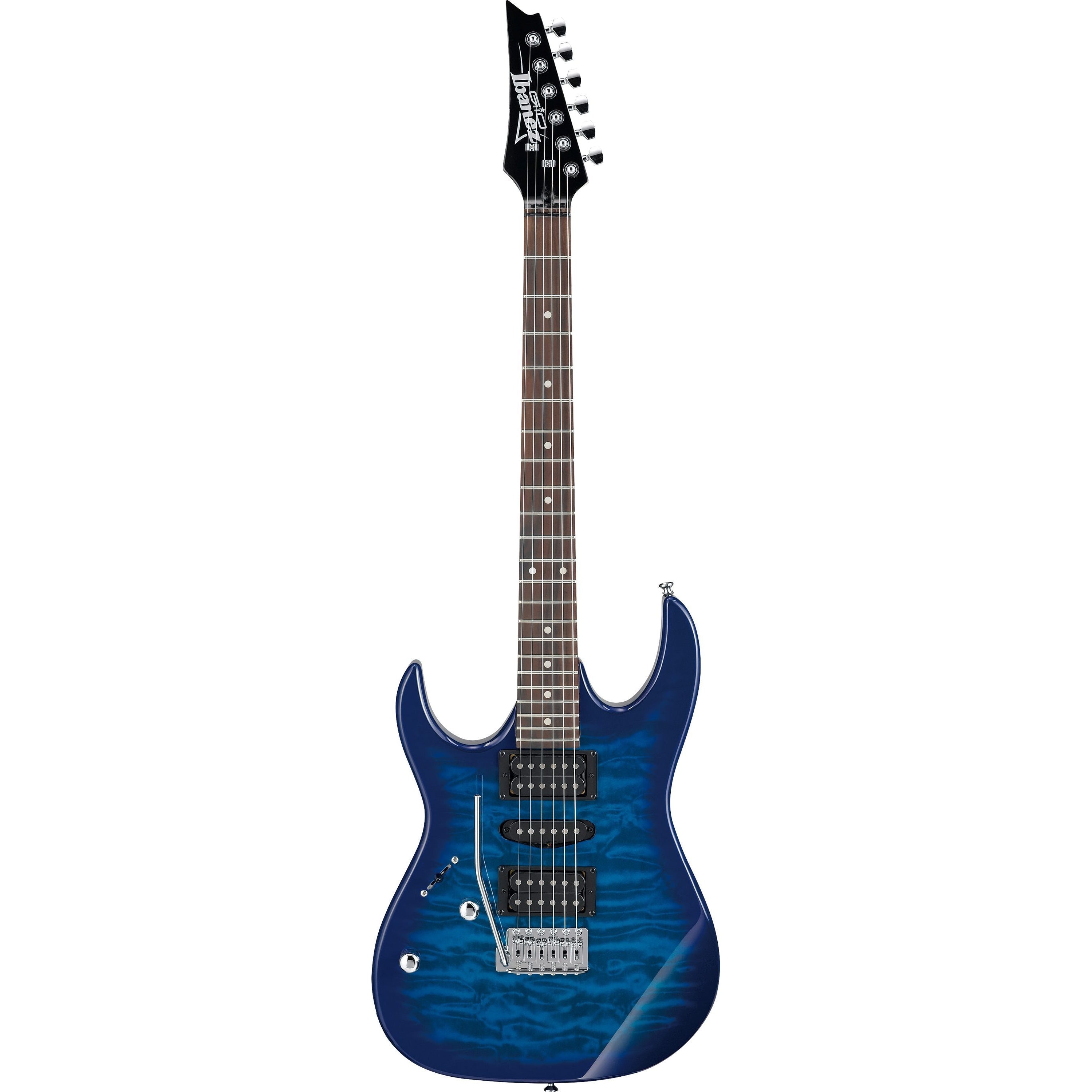 Ibanez GRX70QA Quilt Top Left-Handed Electric Guitar, Transparent Blue Burst