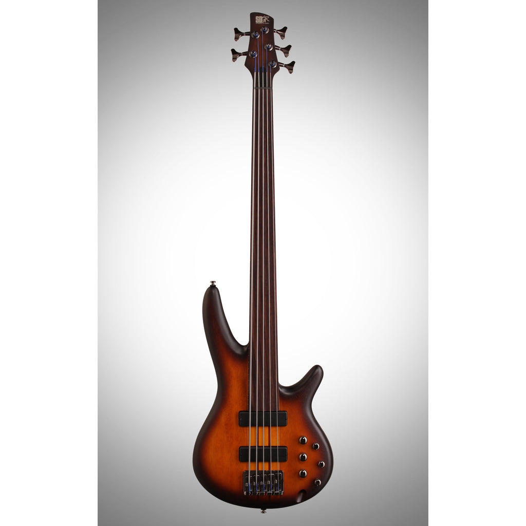 Ibanez SRF705 Portamento 5-String Fretless Electric Bass, Brown Sunburst