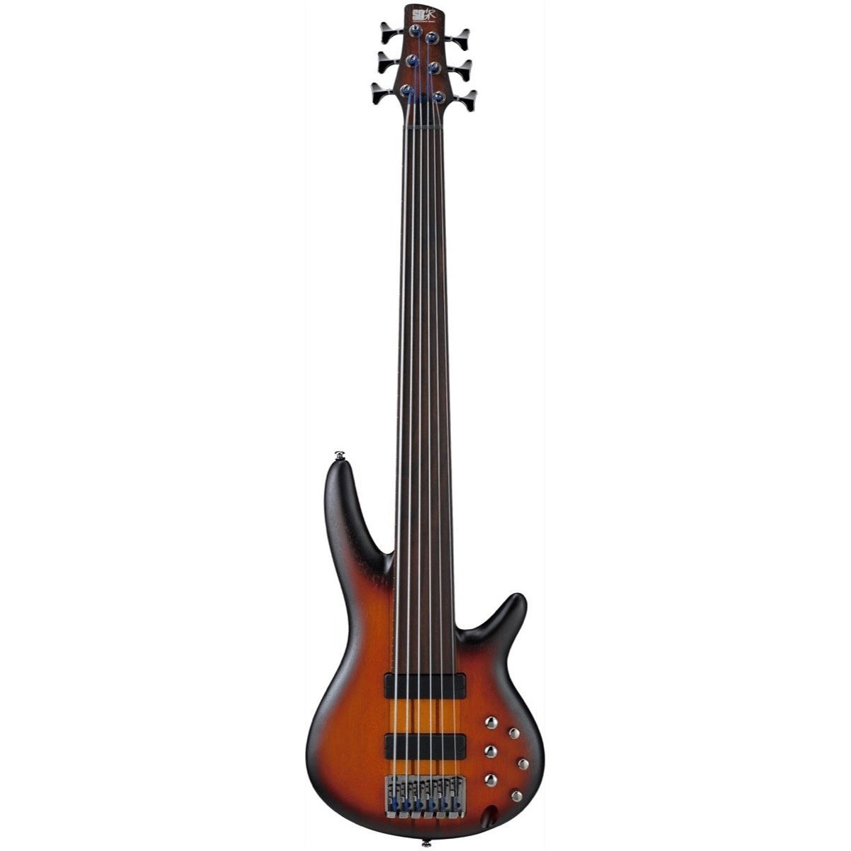 Ibanez SRF706 Portamento Fretless Electric Bass, 6-String, Brown Burst Flat