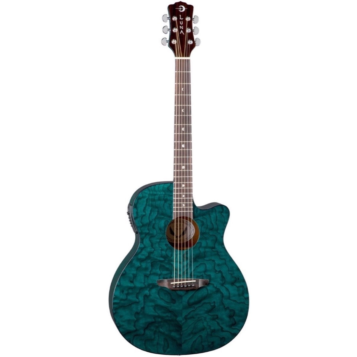 Luna Gypsy Quilt Top Acoustic-Electric Guitar, Teal