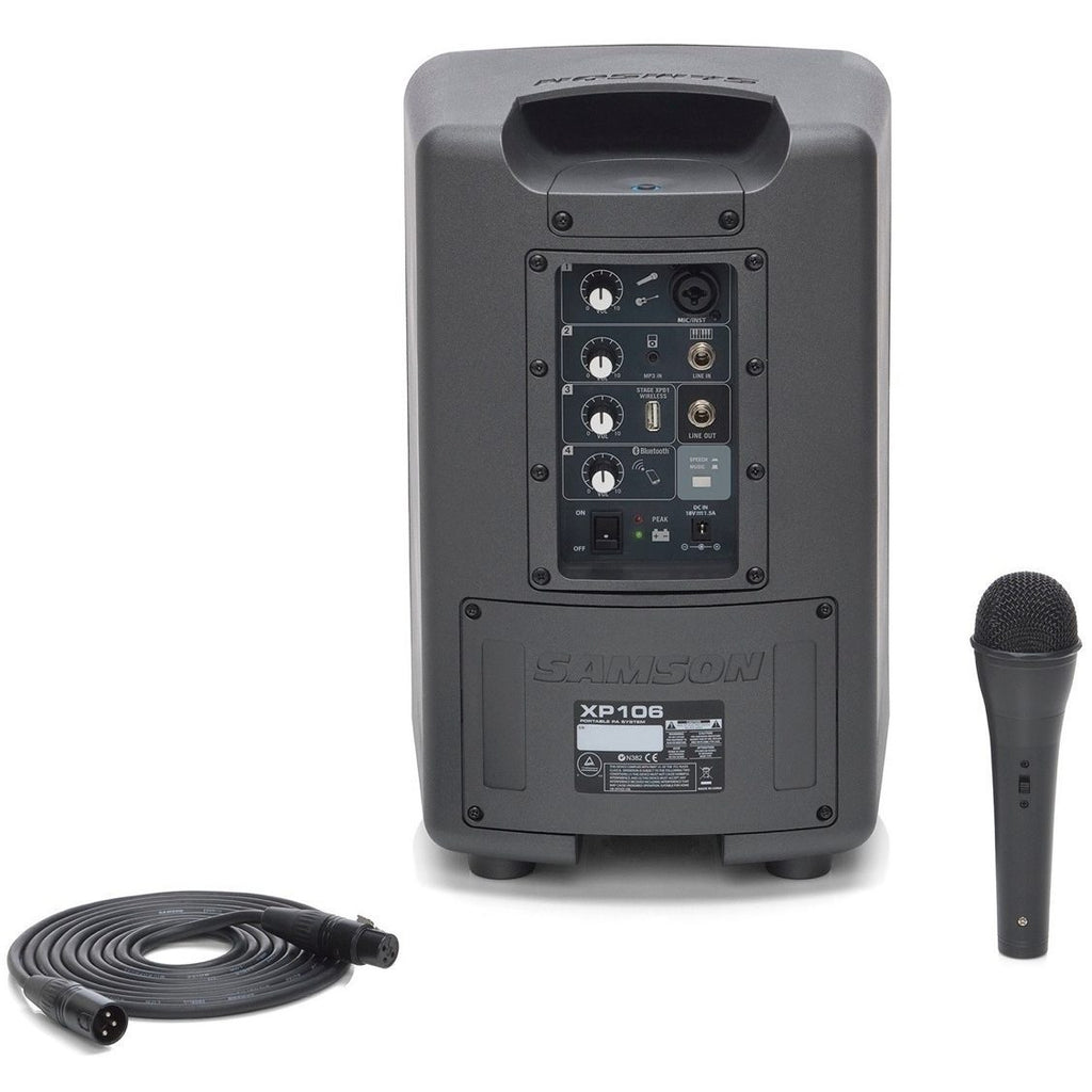 Samson Expedition XP106 Rechargeable Battery-Powered Portable Bluetooth PA System with Wired Microphone