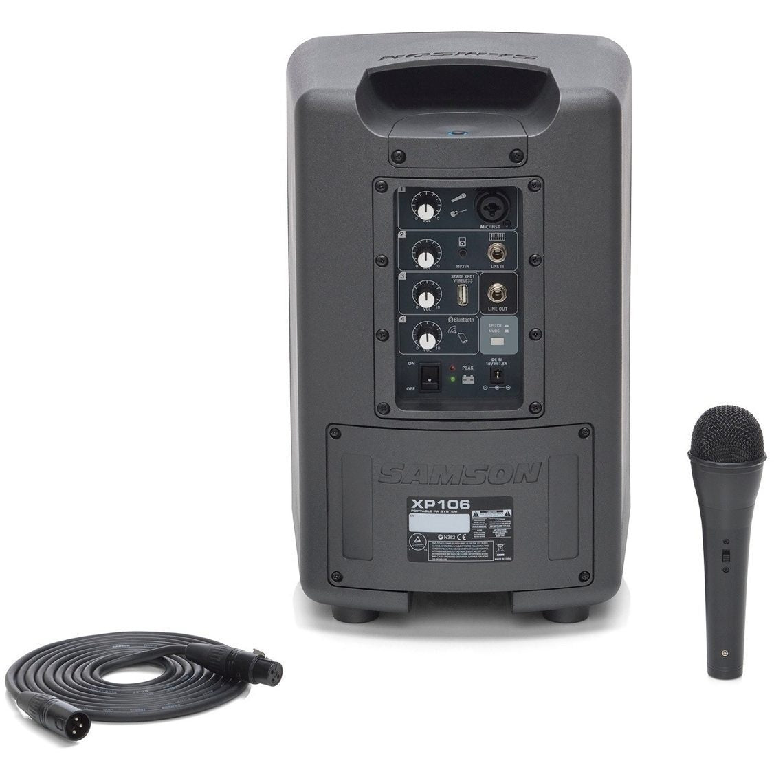 Samson Expedition XP106 Rechargeable Battery-Powered Portable Bluetooth PA System with Wired Microphone