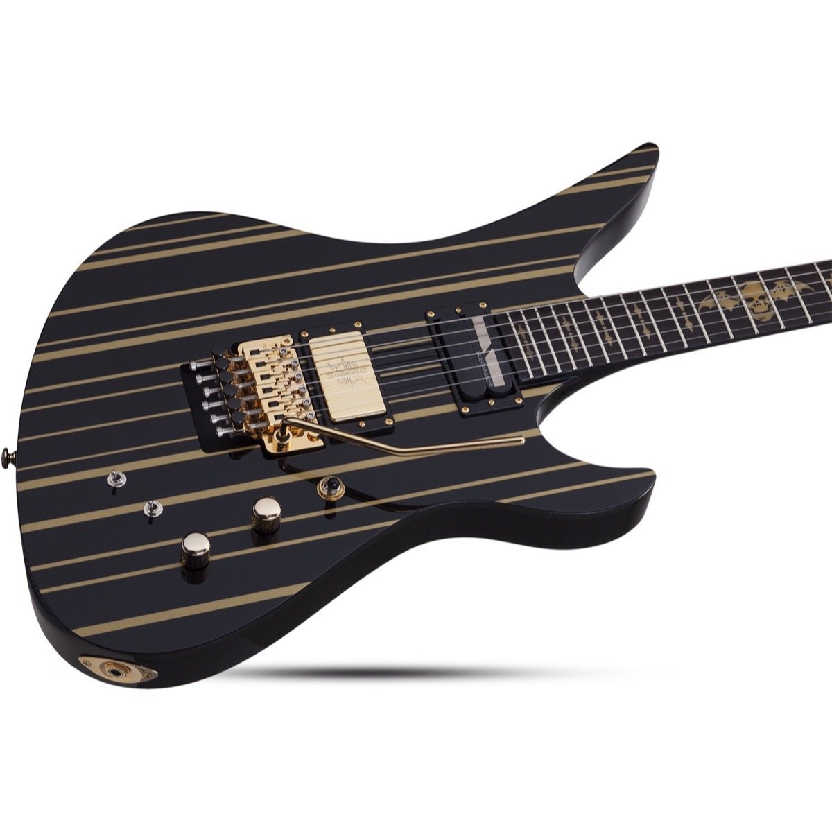 Schecter Synyster Custom S Electric Guitar, Black Gold Stripes