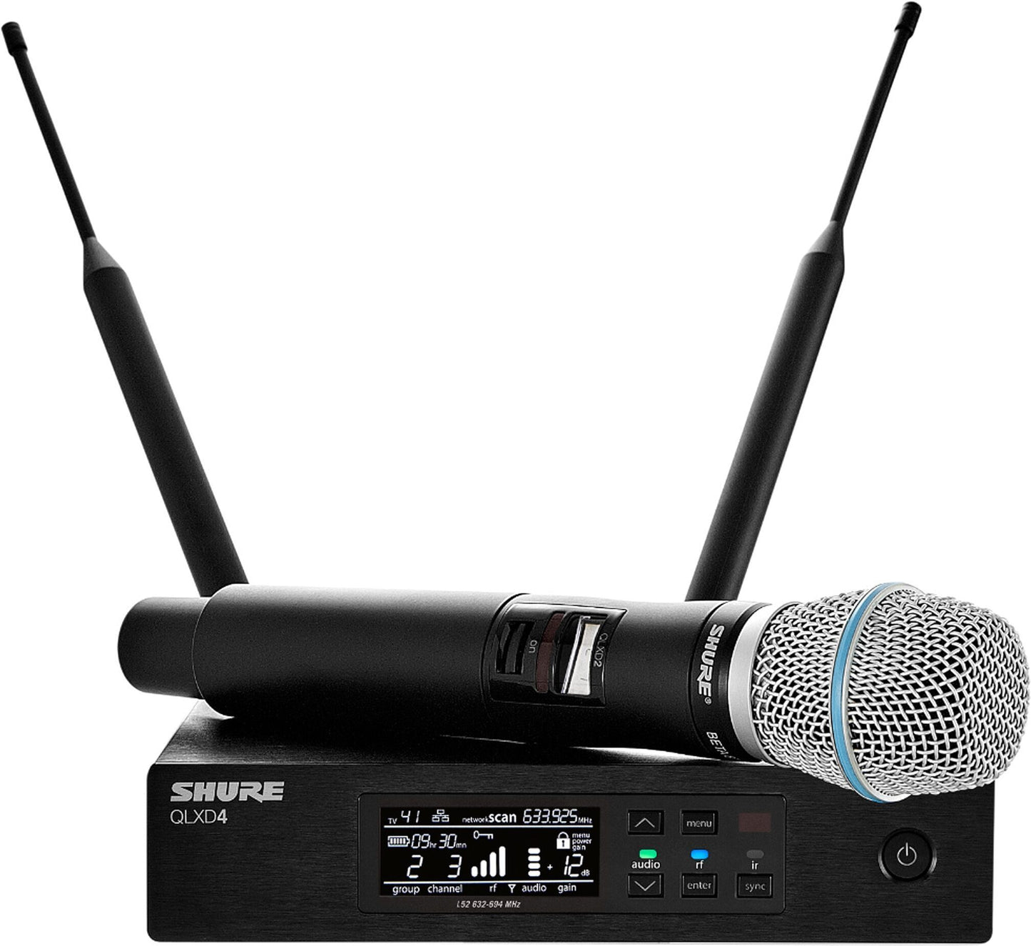 Shure QLXD24/B87A Wireless System with Beta 87a Handheld Microphone Transmitter, Band J50A (572 - 608 MHz)