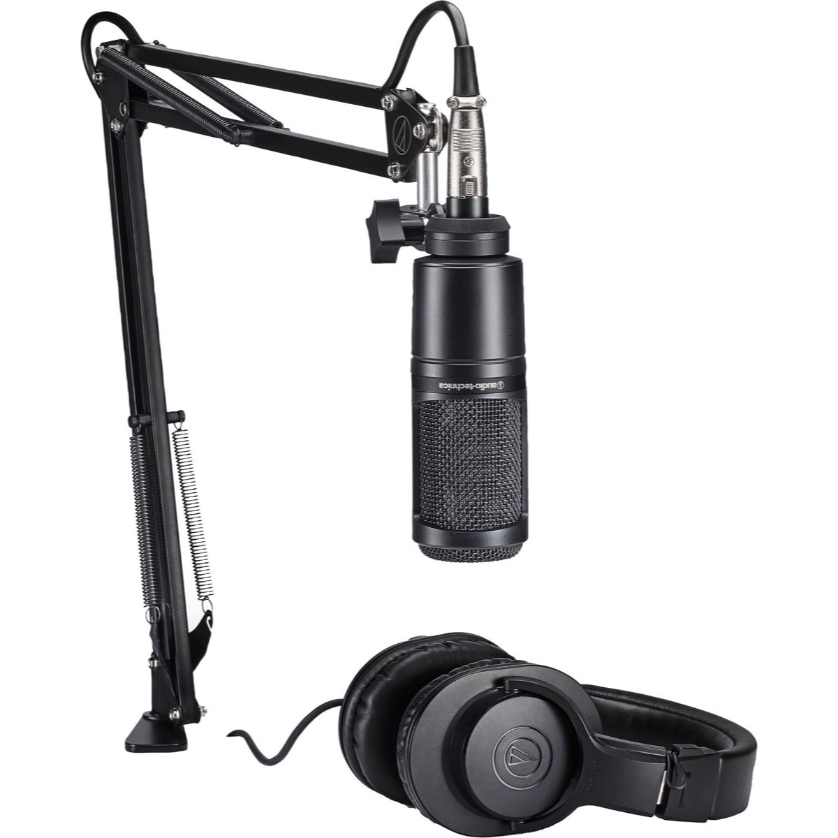 Audio-Technica AT2020 Studio Microphone, Pack with ATH-M20x Headphones and Desktop Boom Arm