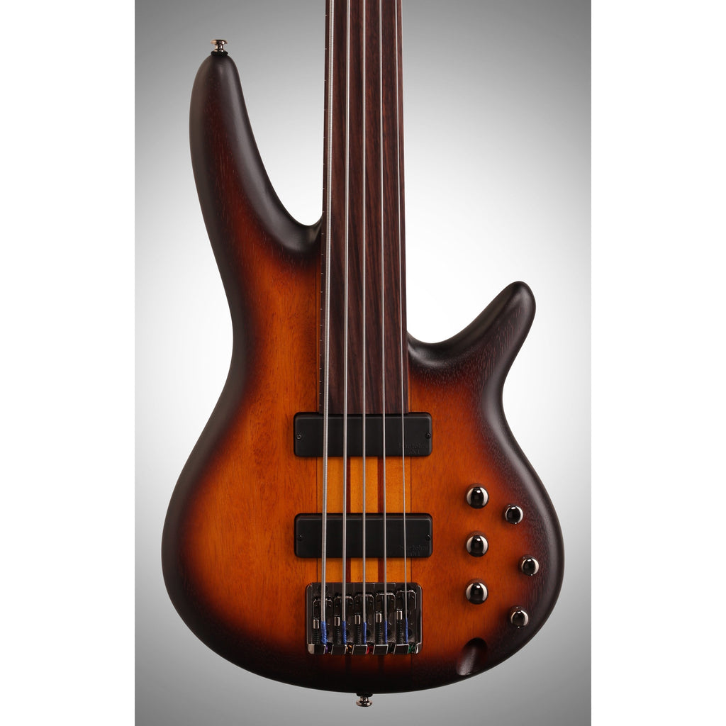 Ibanez SRF705 Portamento 5-String Fretless Electric Bass, Brown Sunburst