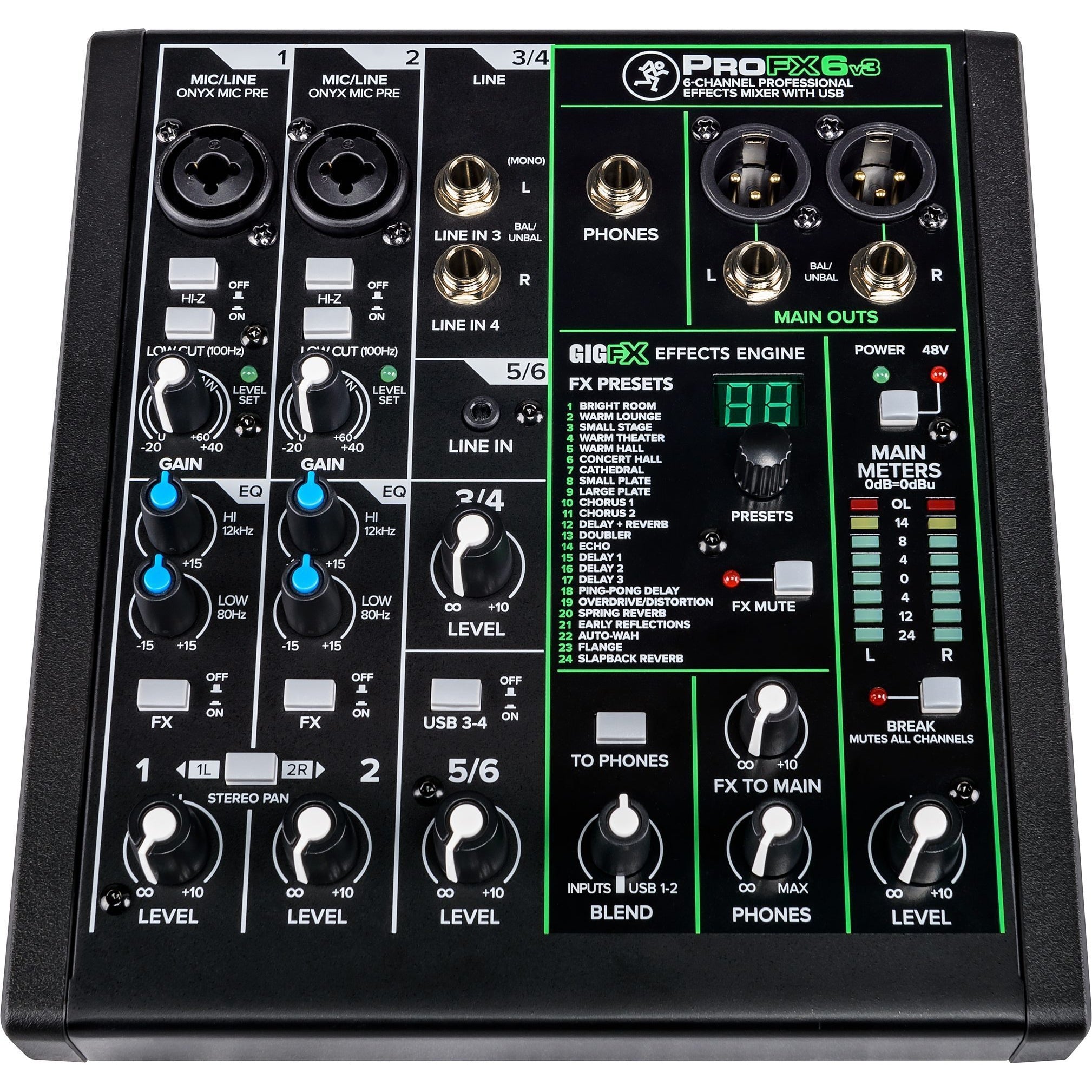 Mackie ProFX6v3 Professional USB Mixer, 6-Channel