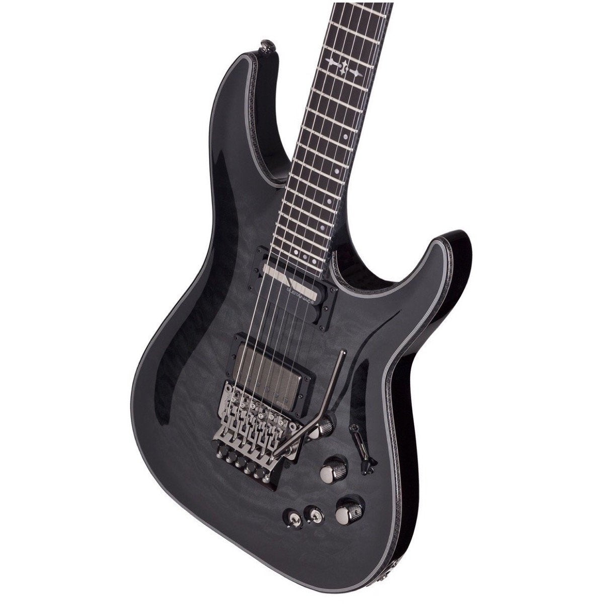 Schecter Hellraiser Hybrid C-1FRS Electric Guitar, Transparent Black Burst