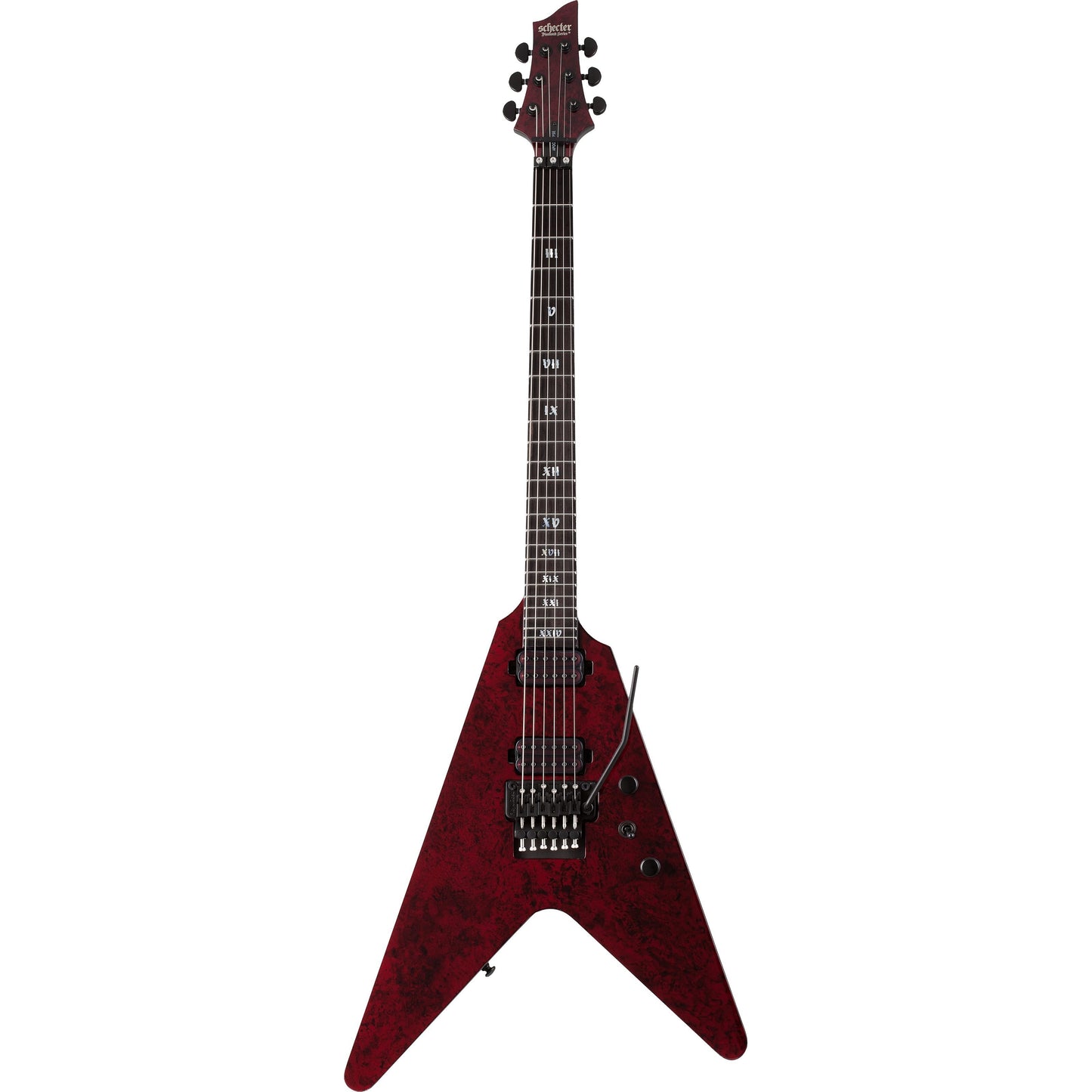 Schecter V-1 FR Apocalypse Red Reign Electric Guitar, Red Reign