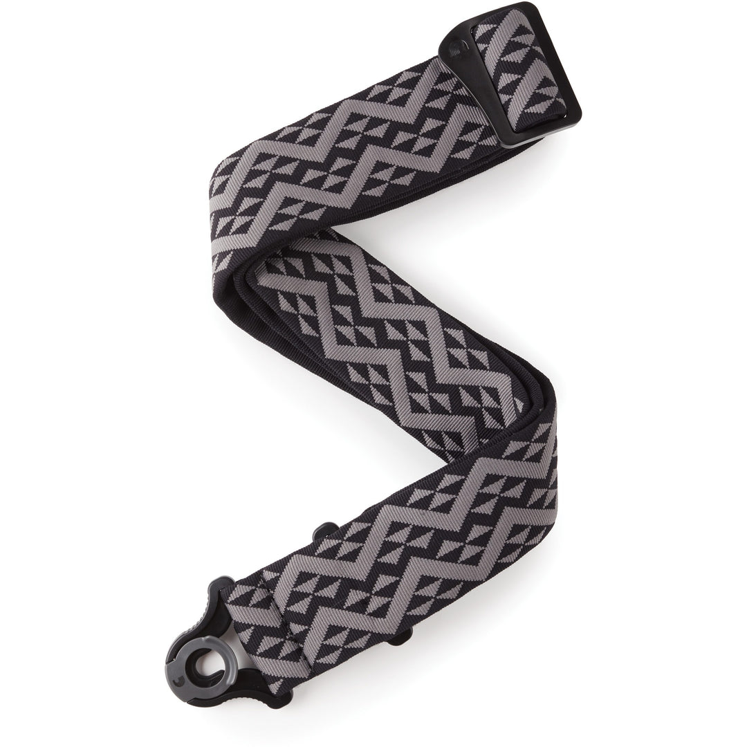 D'Addario Auto-Lock Guitar Strap, Black Padded Geometric