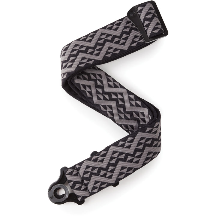 D'Addario Auto-Lock Guitar Strap, Black Padded Geometric