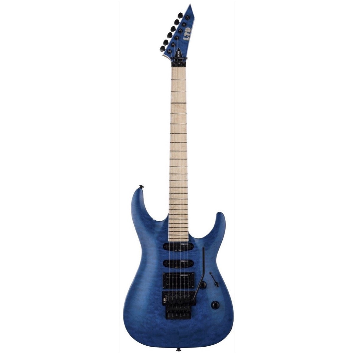 ESP LTD MH203QM Electric Guitar, See Thru Blue