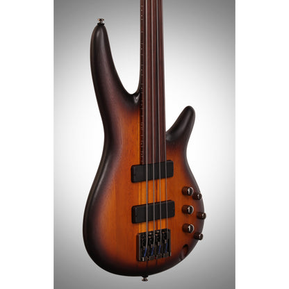 Ibanez SRF700 Portamento Fretless Electric Bass, Brown Burst Flat