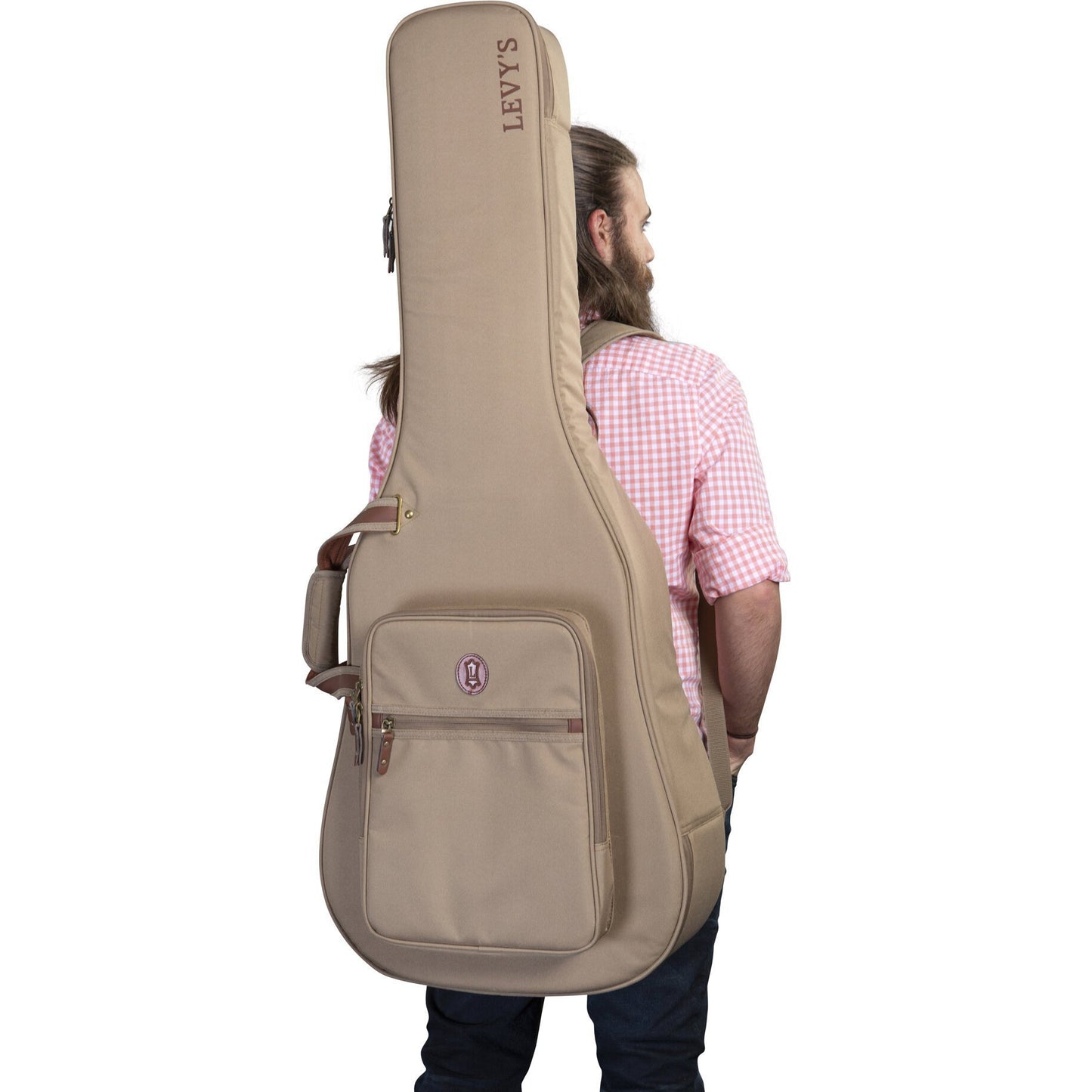 Levy's 200 Series Deluxe Dreadnought Acoustic Guitar Gig Bag, Tan