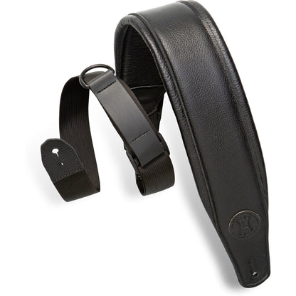 Levy's Right Height Padded Leather Guitar Strap, Black, MRHGP-BLK
