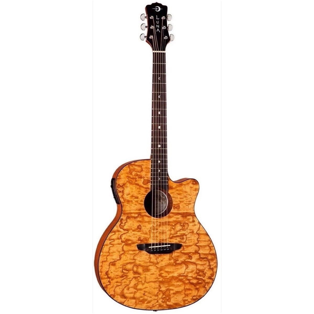 Luna Gypsy Quilt Top Acoustic-Electric Guitar, Gloss Natural