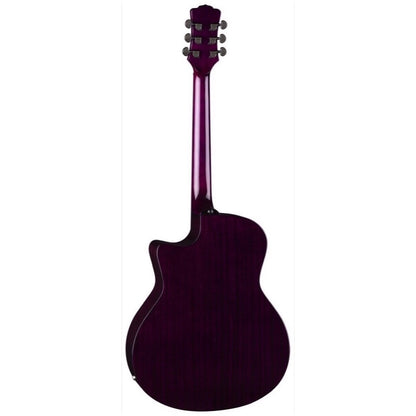 Luna Gypsy Quilt Top Acoustic-Electric Guitar, Transparent Purple
