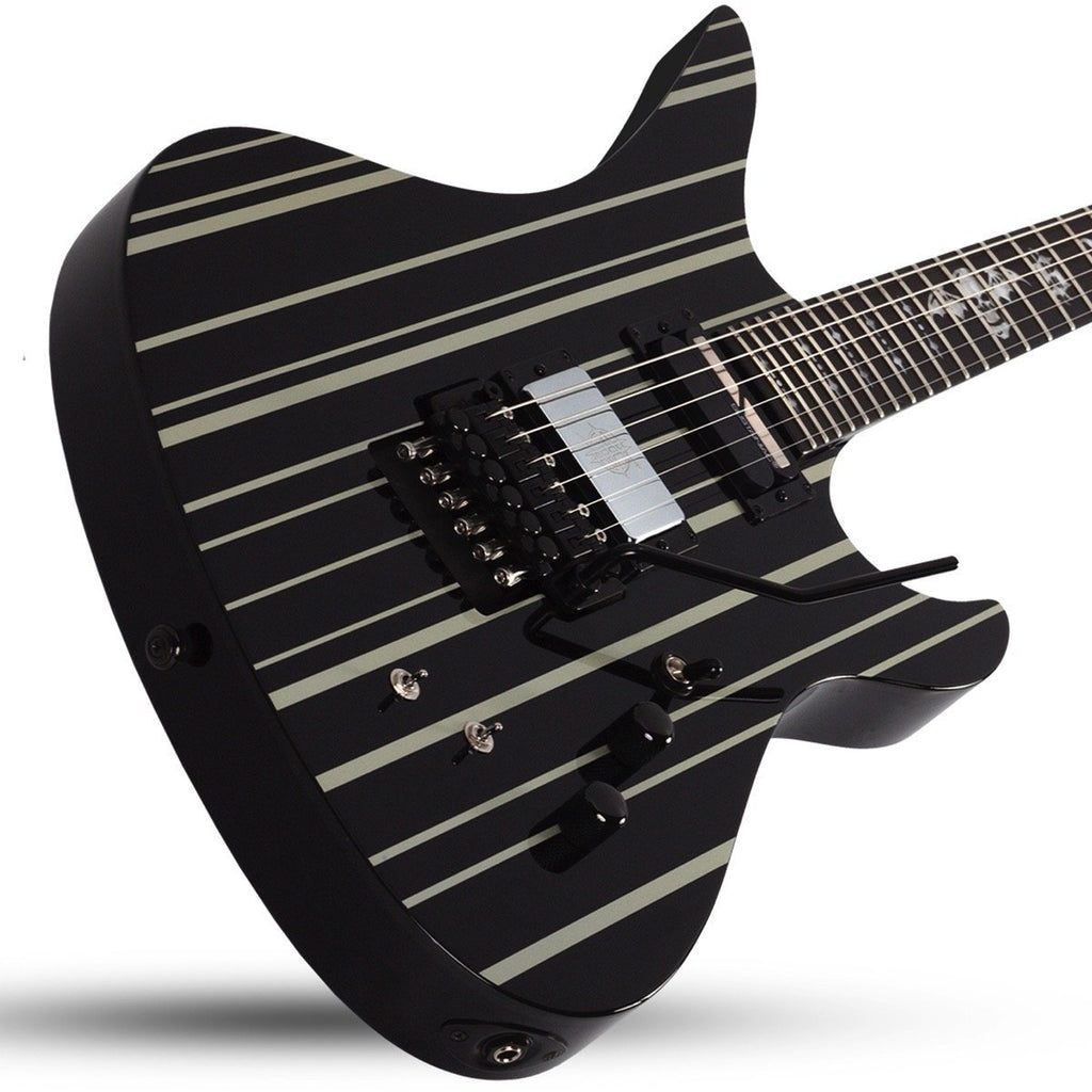 Schecter Synyster Custom S Electric Guitar, Black with Silver Stripes, 1741