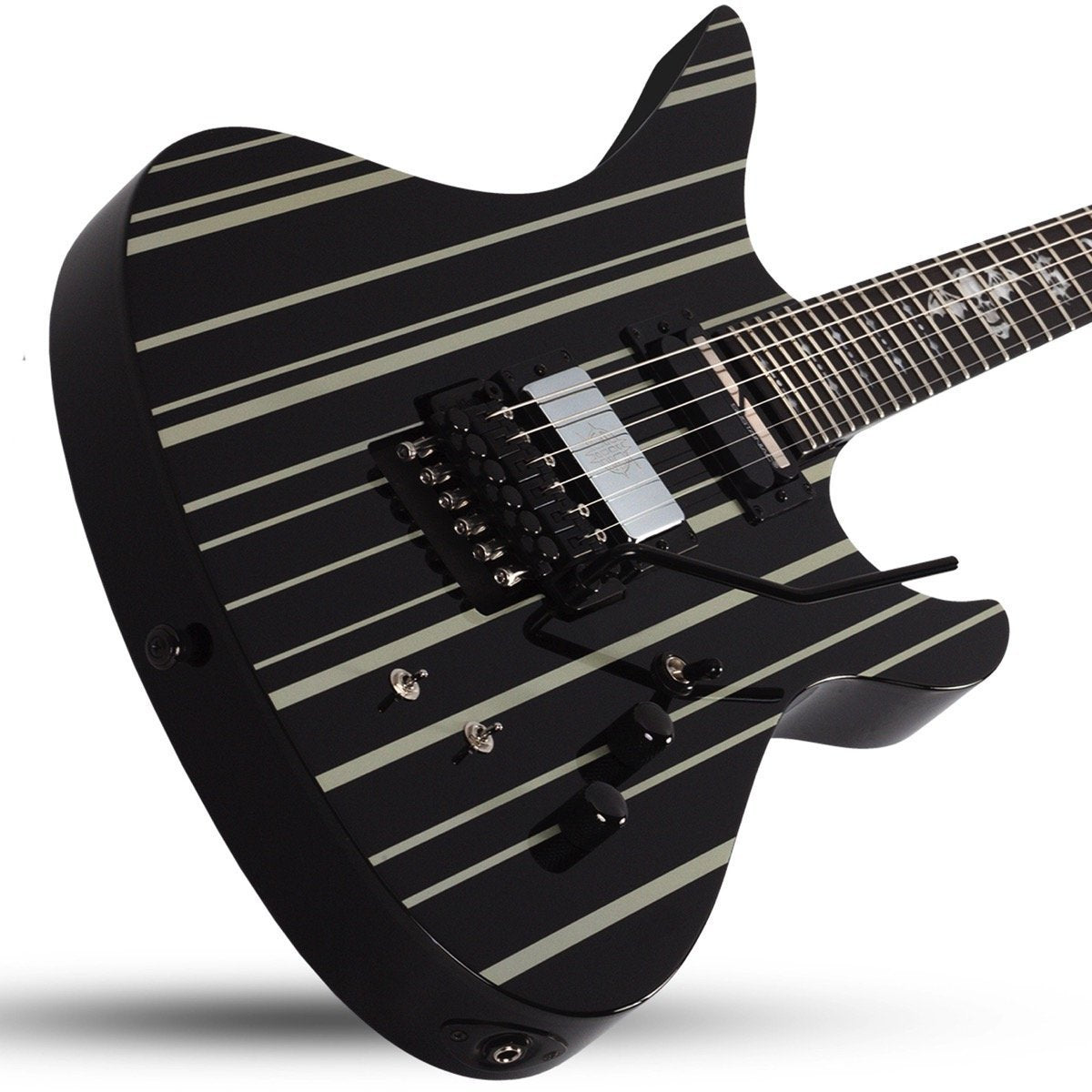 Schecter Synyster Custom S Electric Guitar, Black with Silver Stripes, 1741