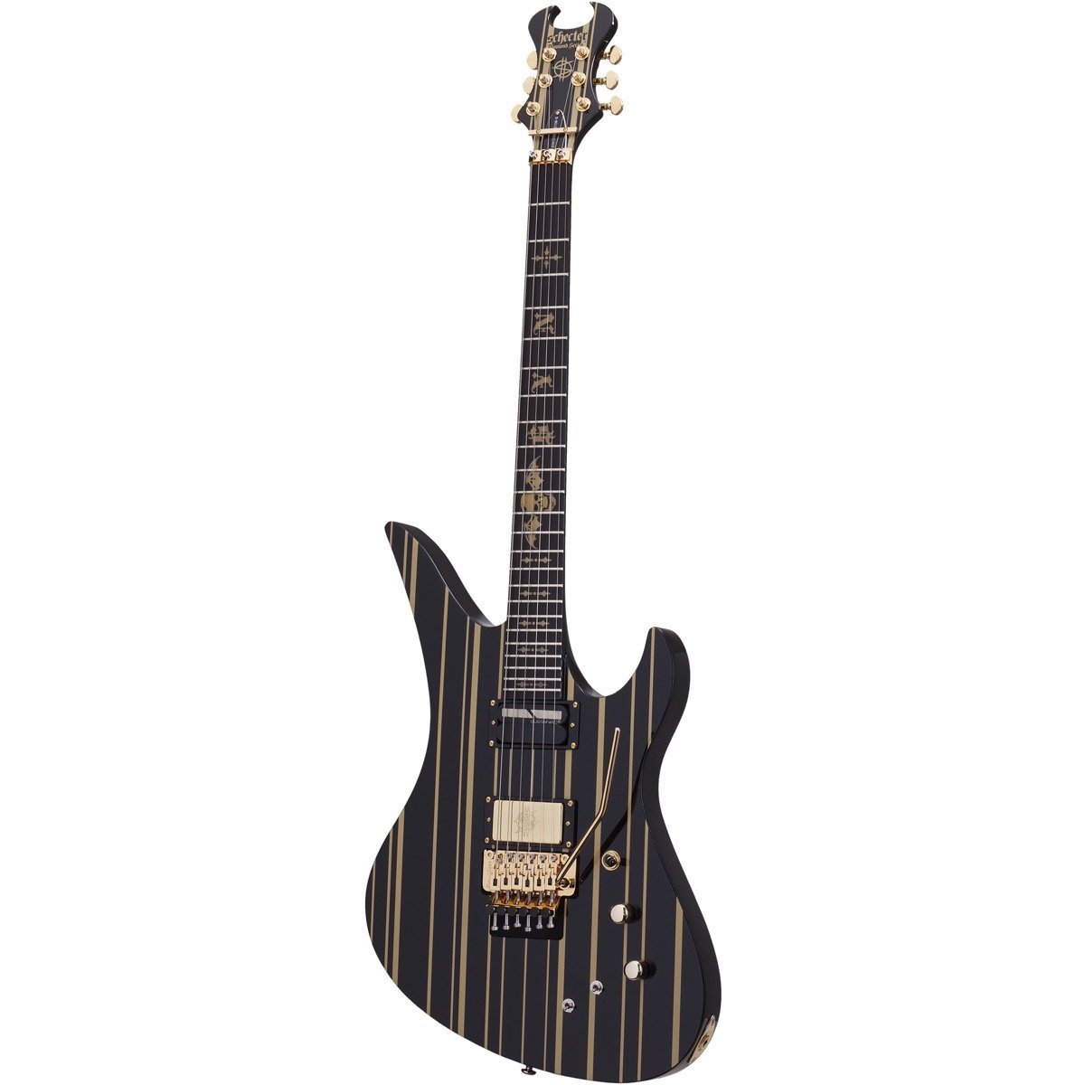 Schecter Synyster Custom S Electric Guitar, Black Gold Stripes
