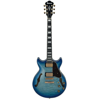 Ibanez Artcore Expressionist AM93QM Semi-Hollowbody Electric Guitar, Jet Blue Burst
