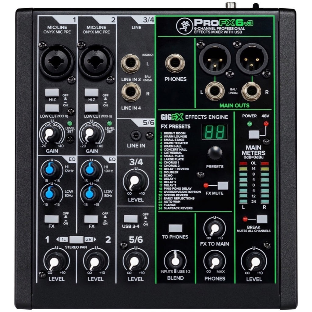 Mackie ProFX6v3 Professional USB Mixer, 6-Channel