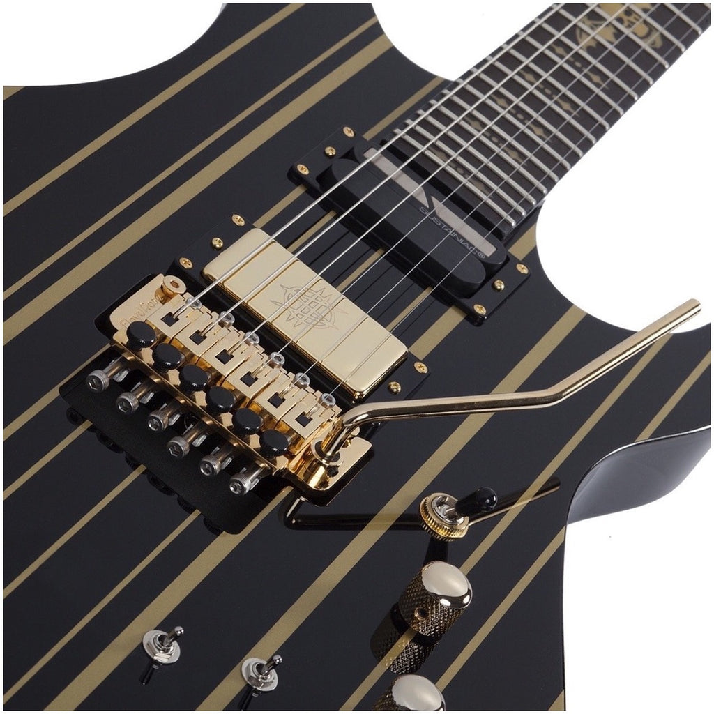 Schecter Synyster Custom S Electric Guitar, Black Gold Stripes