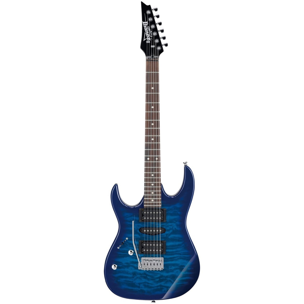 Ibanez GRX70QA Quilt Top Left-Handed Electric Guitar, Transparent Blue Burst