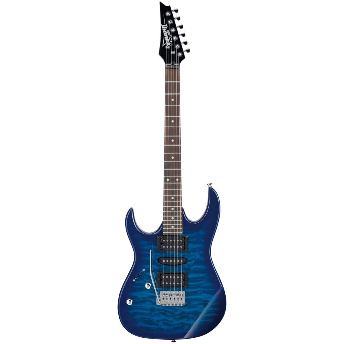 Ibanez GRX70QA Quilt Top Left-Handed Electric Guitar, Transparent Blue Burst