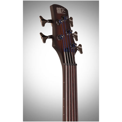 Ibanez SRF705 Portamento Fretless Electric Bass, 5-String, Brown Sunburst