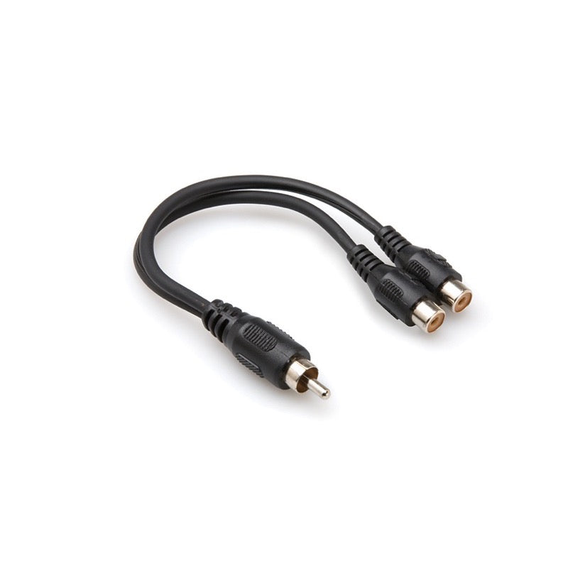 Hosa Y Cable (RCA Male to 2 RCA Female), YRA104, 6 Inch
