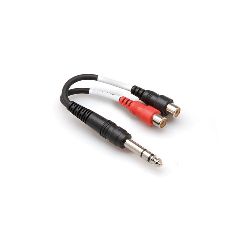 Hosa Y Cable (Stereo 1/4 Inch TRS Male to RCA Female x 2), YPR102, 6 Inch