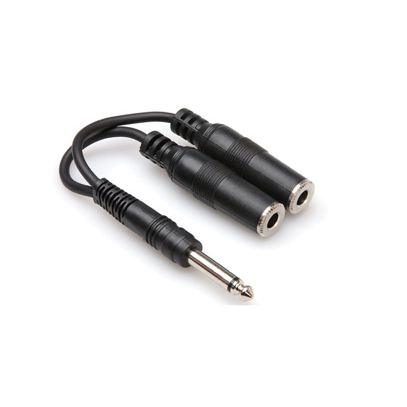Hosa Y Cable (1/4 Inch TS Male to Female 1/4 Inch TS x 2), YPP111, 6 Inch