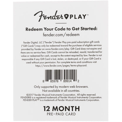 Fender Play Subscription Gift Card, 12 Month