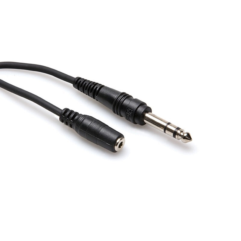 Hosa MHE Female TRS 1/8 Inch to Male TRS 1/4 Inch Headphone Adapter Cable, MHE-325, 25 Foot
