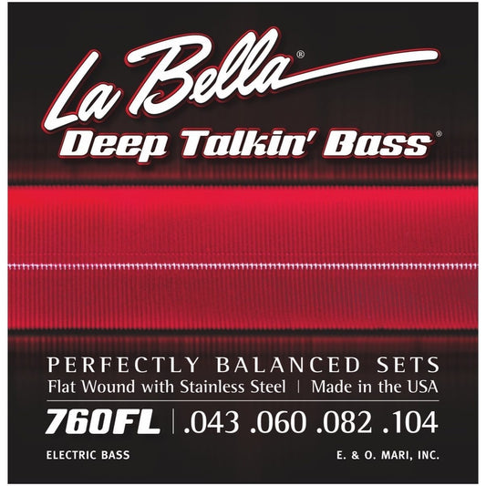 La Bella Deep Talkin Flatwound Stainless Steel Electric Bass Strings, 760FL, 43-104, Light