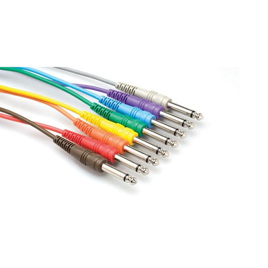 Hosa CPP-Series Patchbay Cables, (1/4 Inch TS x 8), CPP890, 3 Foot
