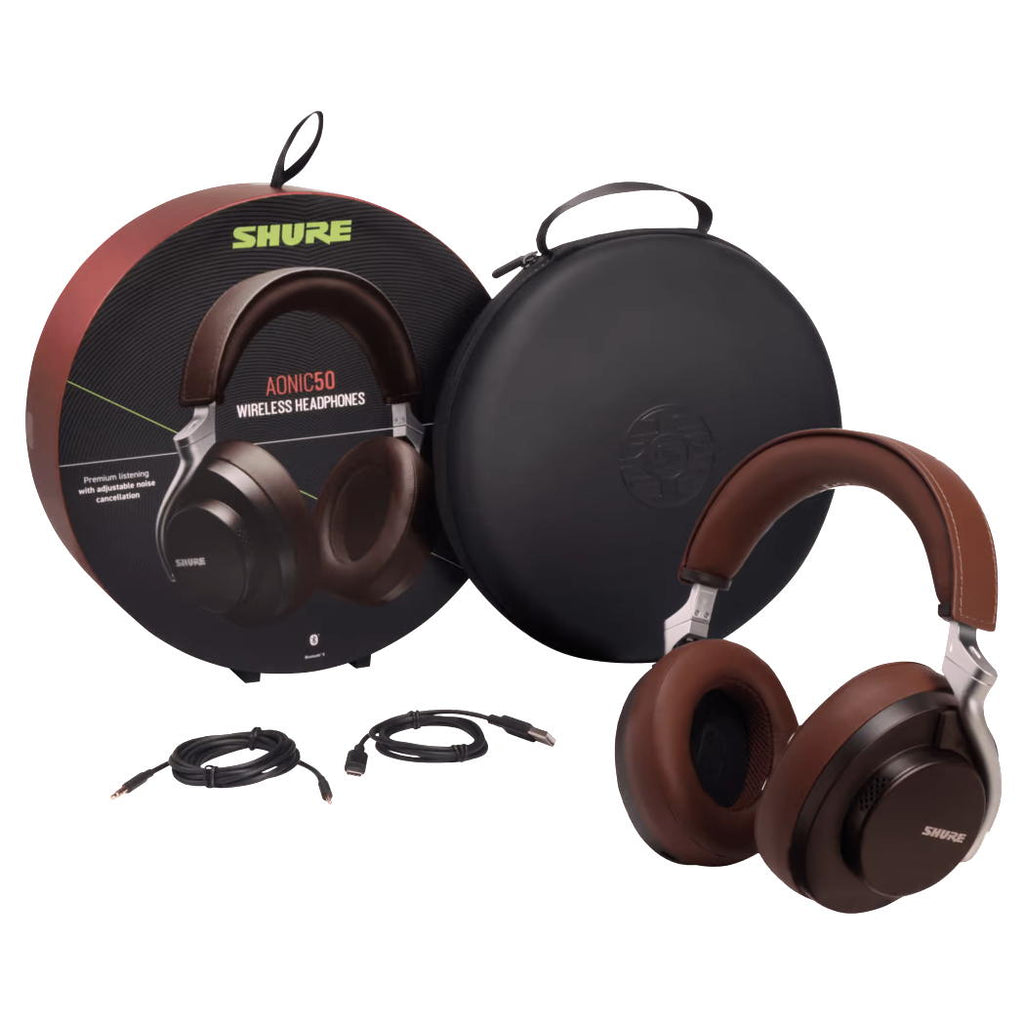 Shure AONIC 50 Wireless Noise-Cancelling Headphones, Brown, Open Box