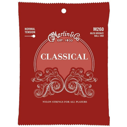Martin 80/20 Bronze Classical Guitar Strings, M260, Ball End, 28-43
