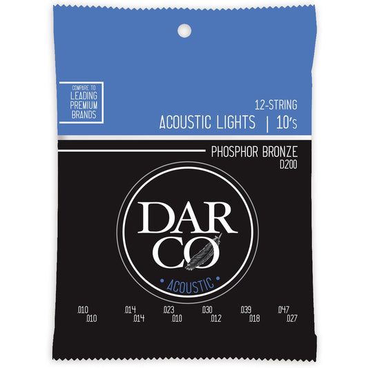 Darco D200 Extra Light Phosphor Bronze 12-String Acoustic Guitar Strings
