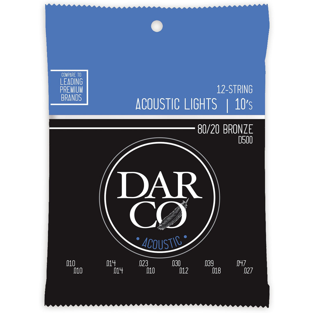 Darco D500 80/20 Bronze 12-String Light 10-47 Acoustic Guitar Strings
