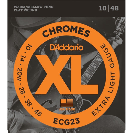 D'Addario ECG23 Extra Light Chromes Flat Wound Electric Guitar Strings